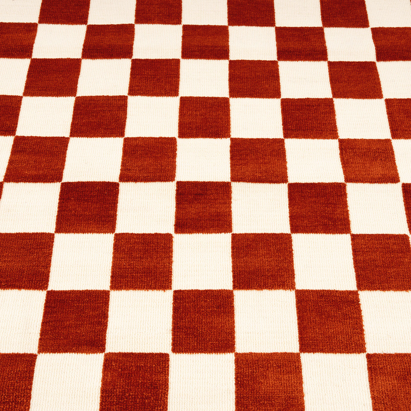 Burnt Orange Retro Checkerboard Rug - Maze Rust