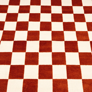 Burnt Orange Retro Checkerboard Rug - Maze Rust