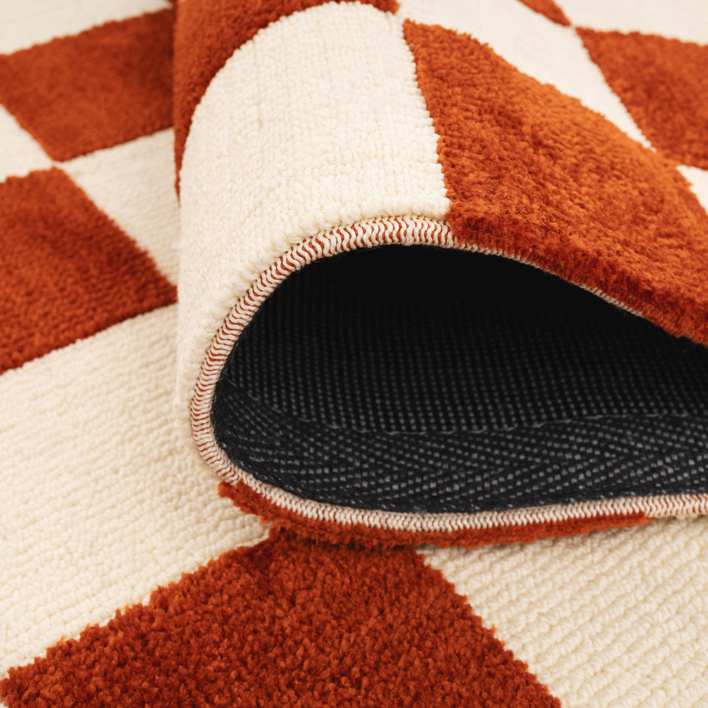 Burnt Orange Retro Checkerboard Rug - Maze Rust