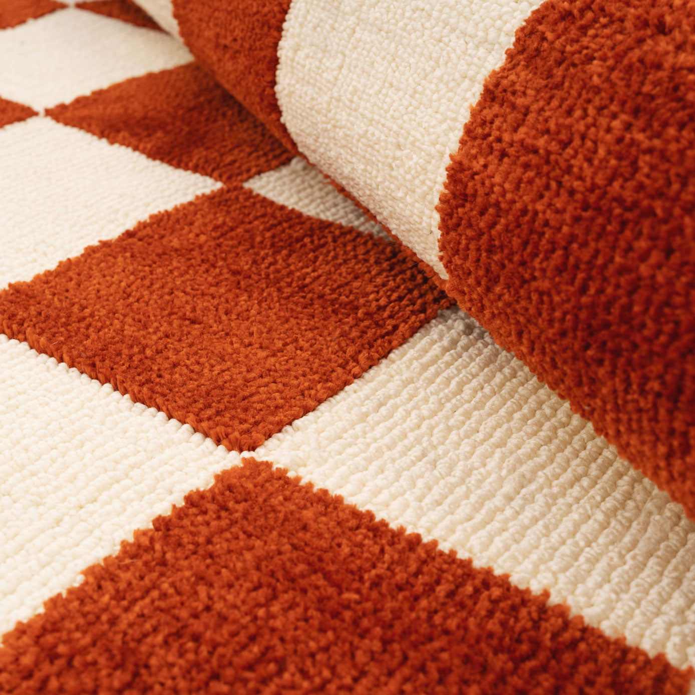 Burnt Orange Retro Checkerboard Rug - Maze Rust