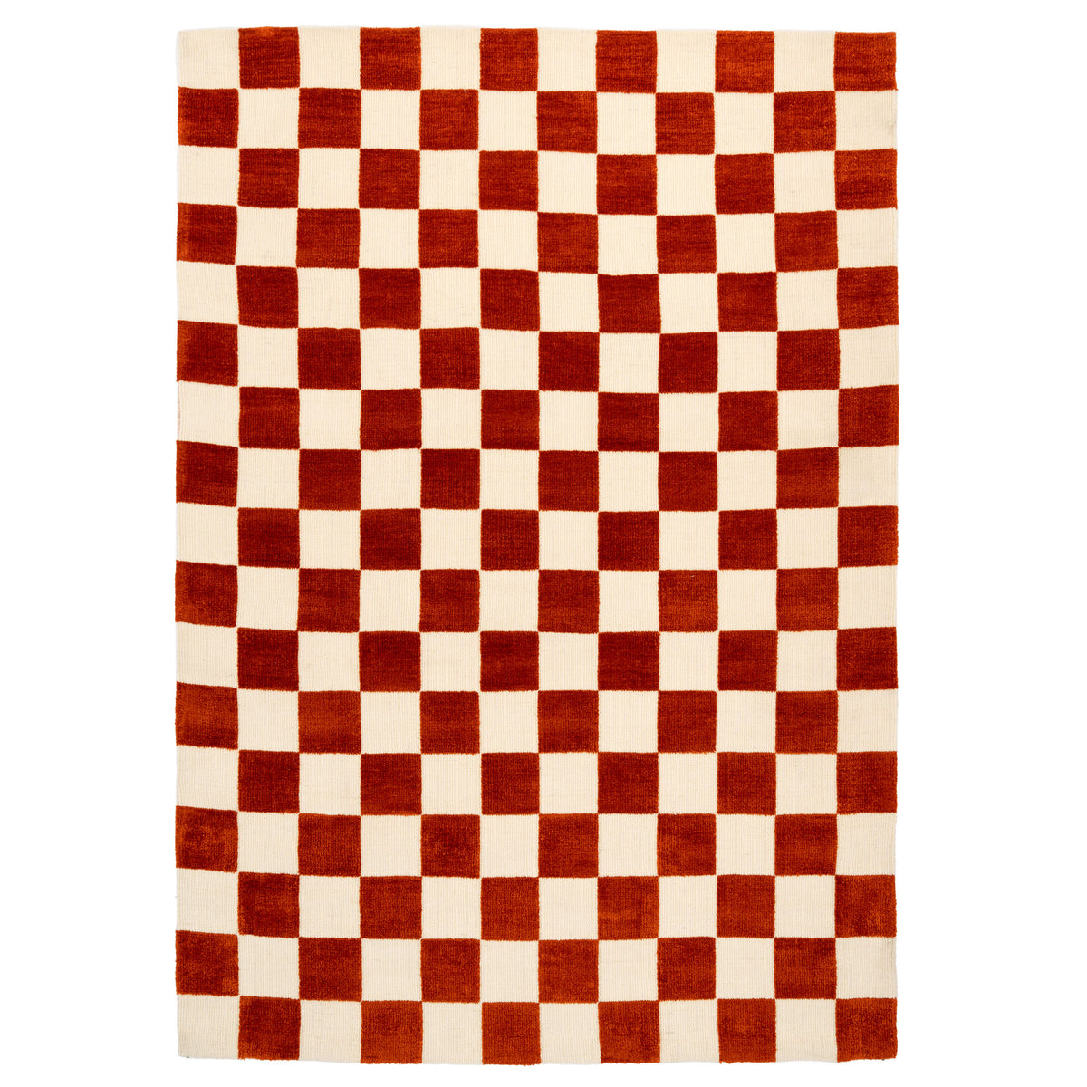 Burnt Orange Retro Checkerboard Rug - Maze Rust