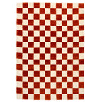 Burnt Orange Retro Checkerboard Rug - Maze Rust