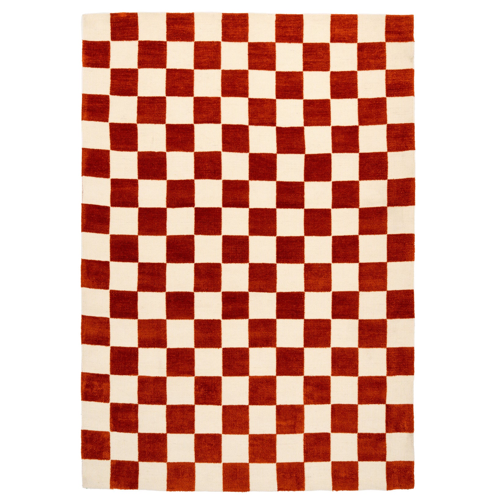 Burnt Orange Retro Checkerboard Rug - Maze Rust