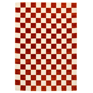 Burnt Orange Retro Checkerboard Rug - Maze Rust