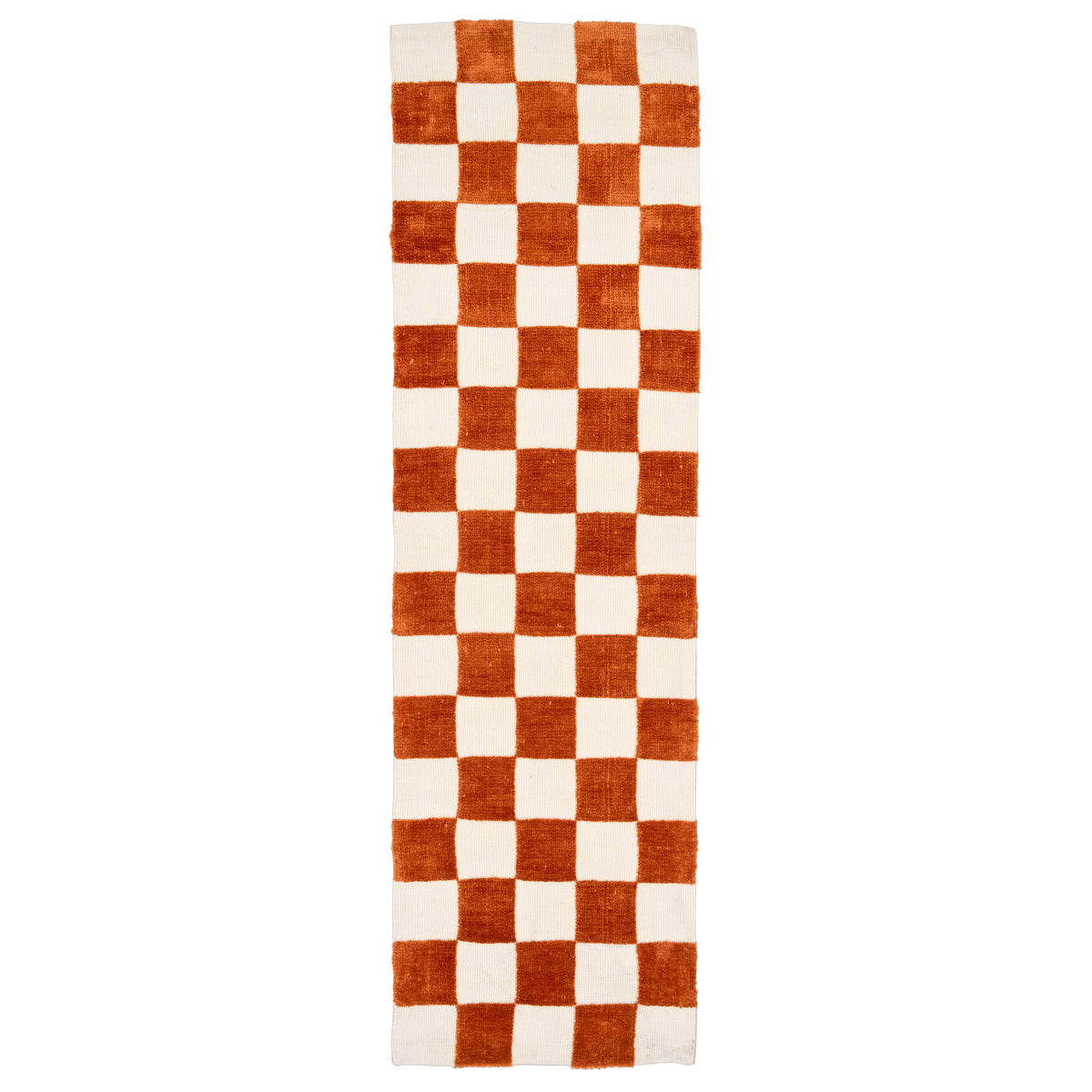Burnt Orange Retro Checkerboard Runner - Rust