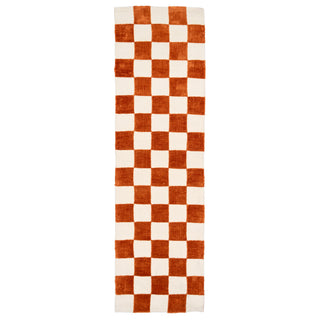 Burnt Orange Retro Checkerboard Runner - Rust