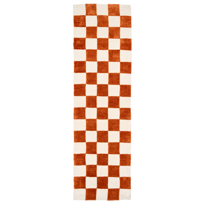 Burnt Orange Retro Checkerboard Runner - Rust