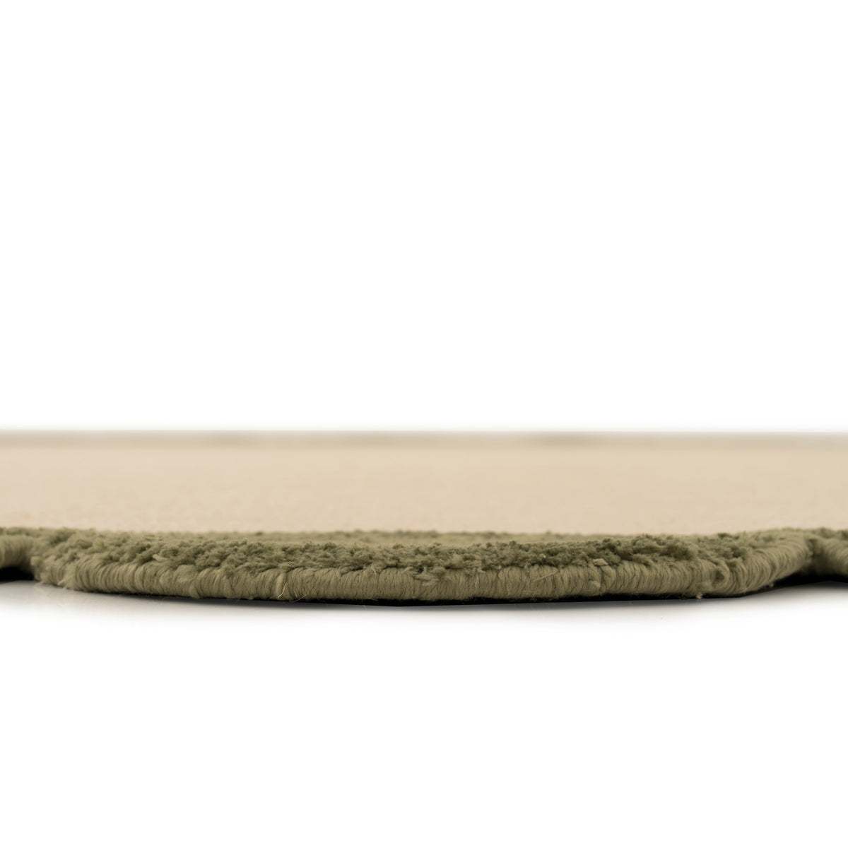Earthy Green Scalloped Border Runner Rug - Sora