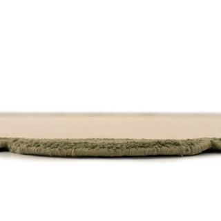 Earthy Green Scalloped Border Runner Rug - Sora