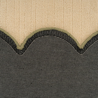 Earthy Green Scalloped Border Runner Rug - Sora