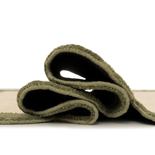 Earthy Green Scalloped Border Runner Rug - Sora