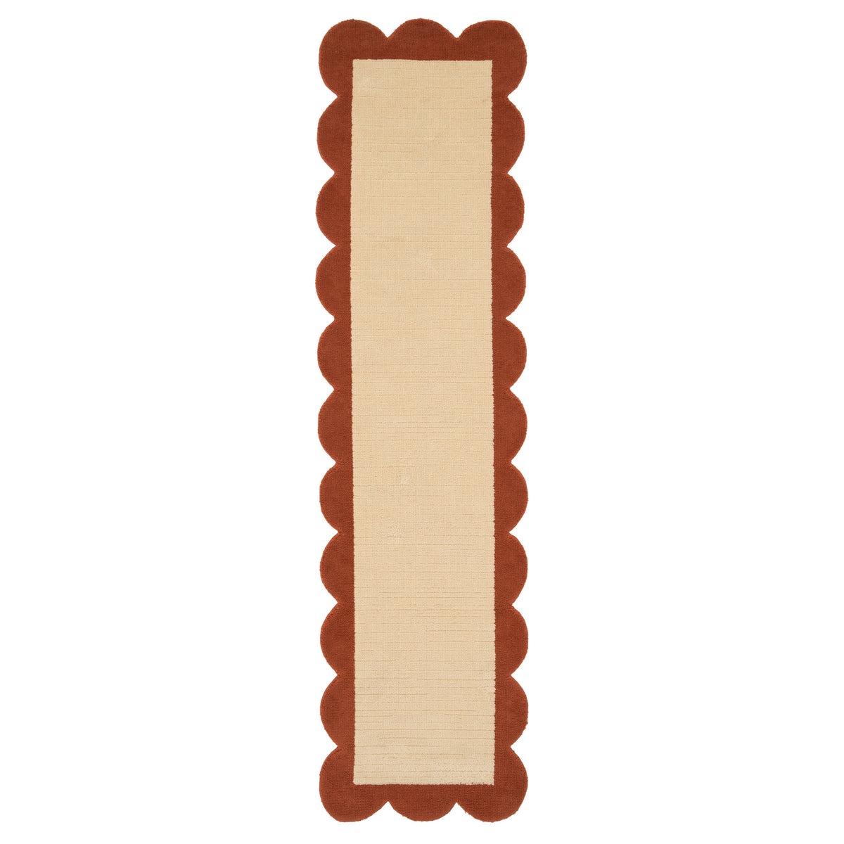 Terracotta Scalloped Border Runner Rug - Stella