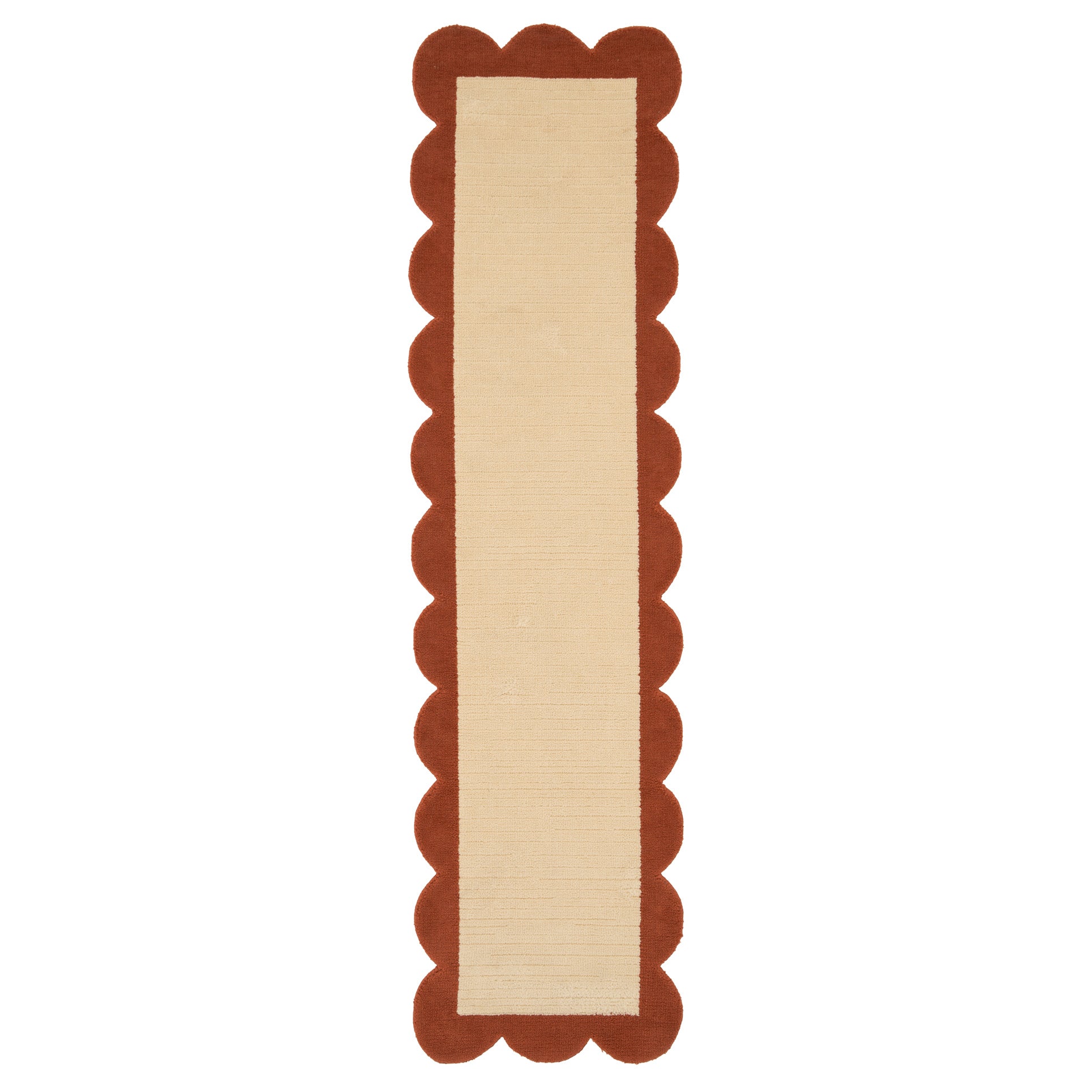 Terracotta Scalloped Border Runner Rug - Stella