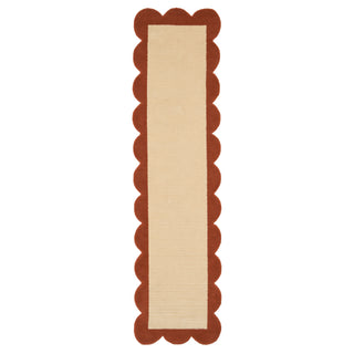 Terracotta Scalloped Border Runner Rug - Stella
