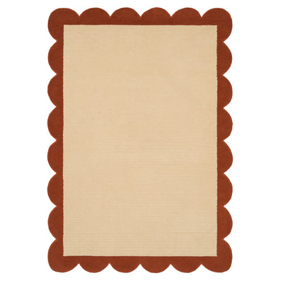 Terracotta Scalloped Border Woven Rug - Stella