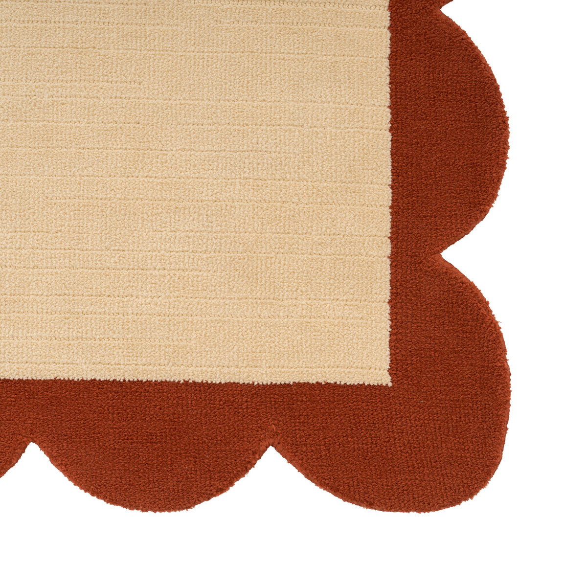Terracotta Scalloped Border Runner Rug - Stella