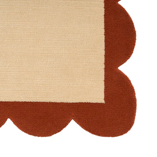 Terracotta Scalloped Border Runner Rug - Stella