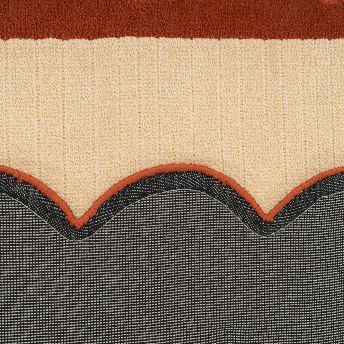 Terracotta Scalloped Border Runner Rug - Stella
