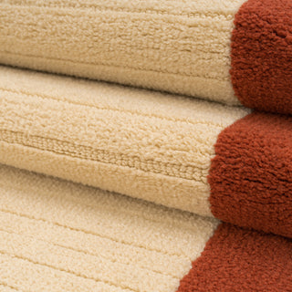 Terracotta Scalloped Border Runner Rug - Stella