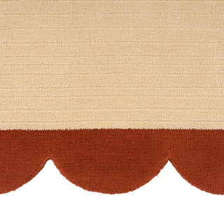 Terracotta Scalloped Border Runner Rug - Stella