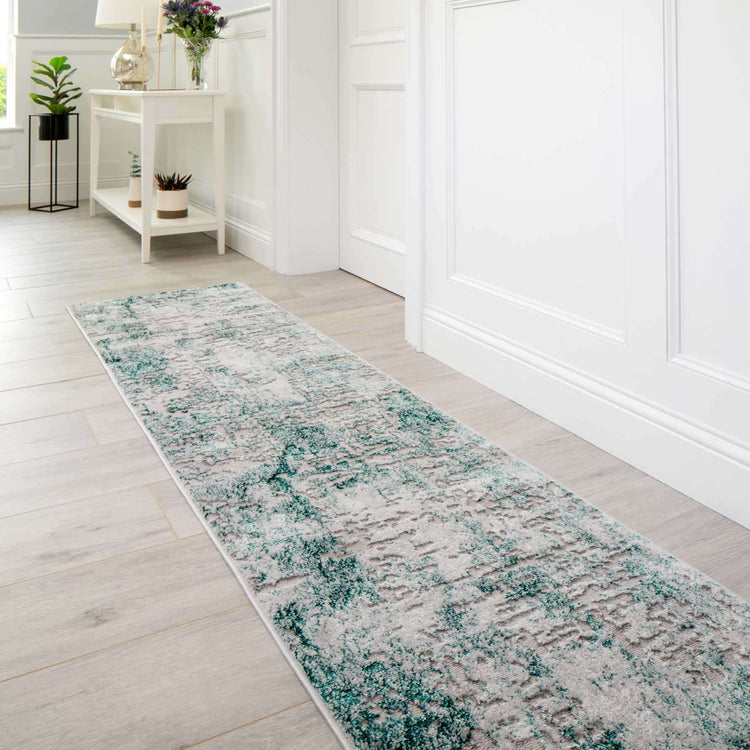 Modern Teal Textured Living Room Rug