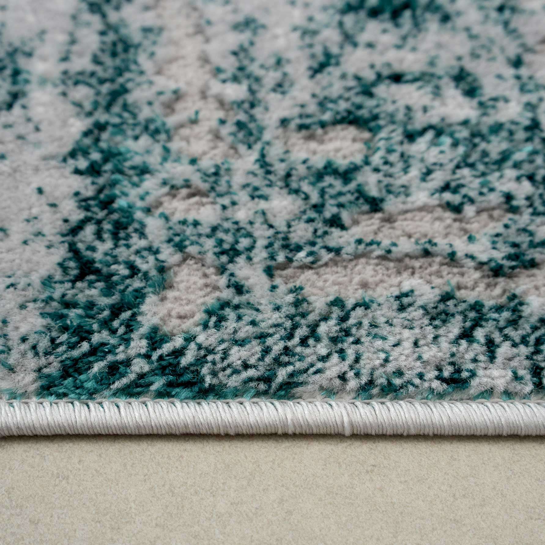 Modern Teal Textured Living Room Rug