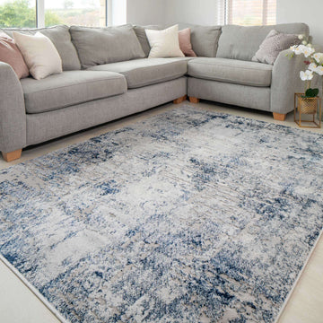 Modern Navy Textured Runner Rug