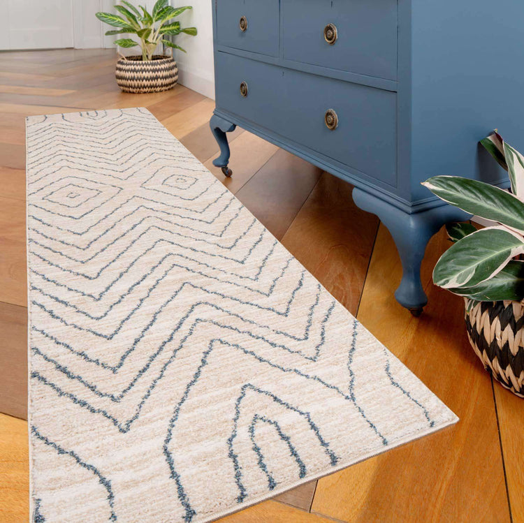 Cosy Soft Chevron Beige Moroccan Berber Runner Rug