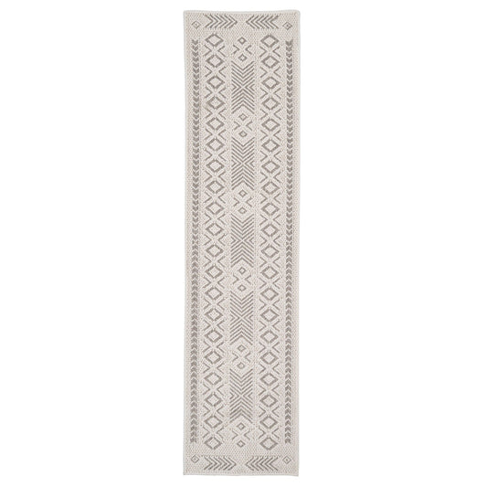 Cream Beige Motif Runner Rug - Ryne