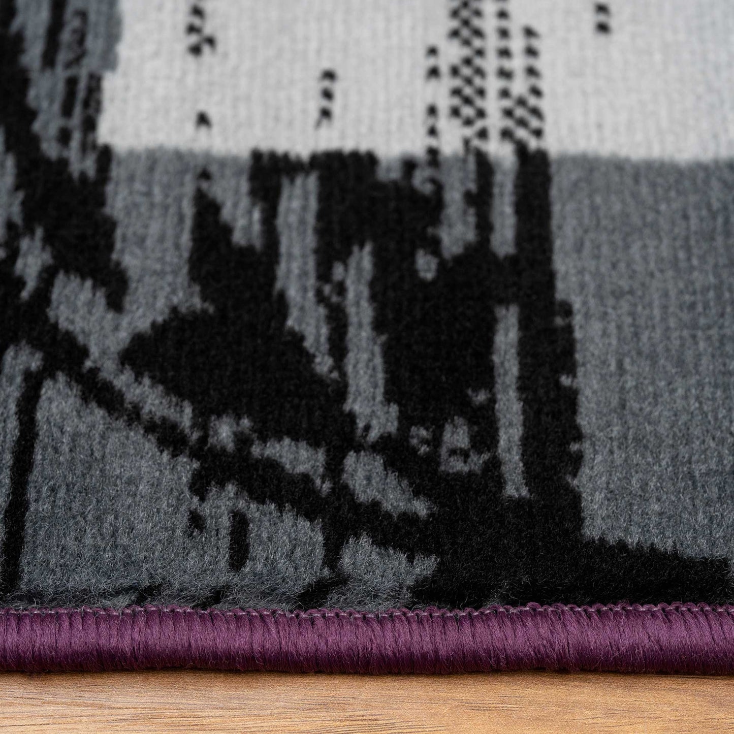 Purple Grey Modern Patchwork Bedroom Rugs