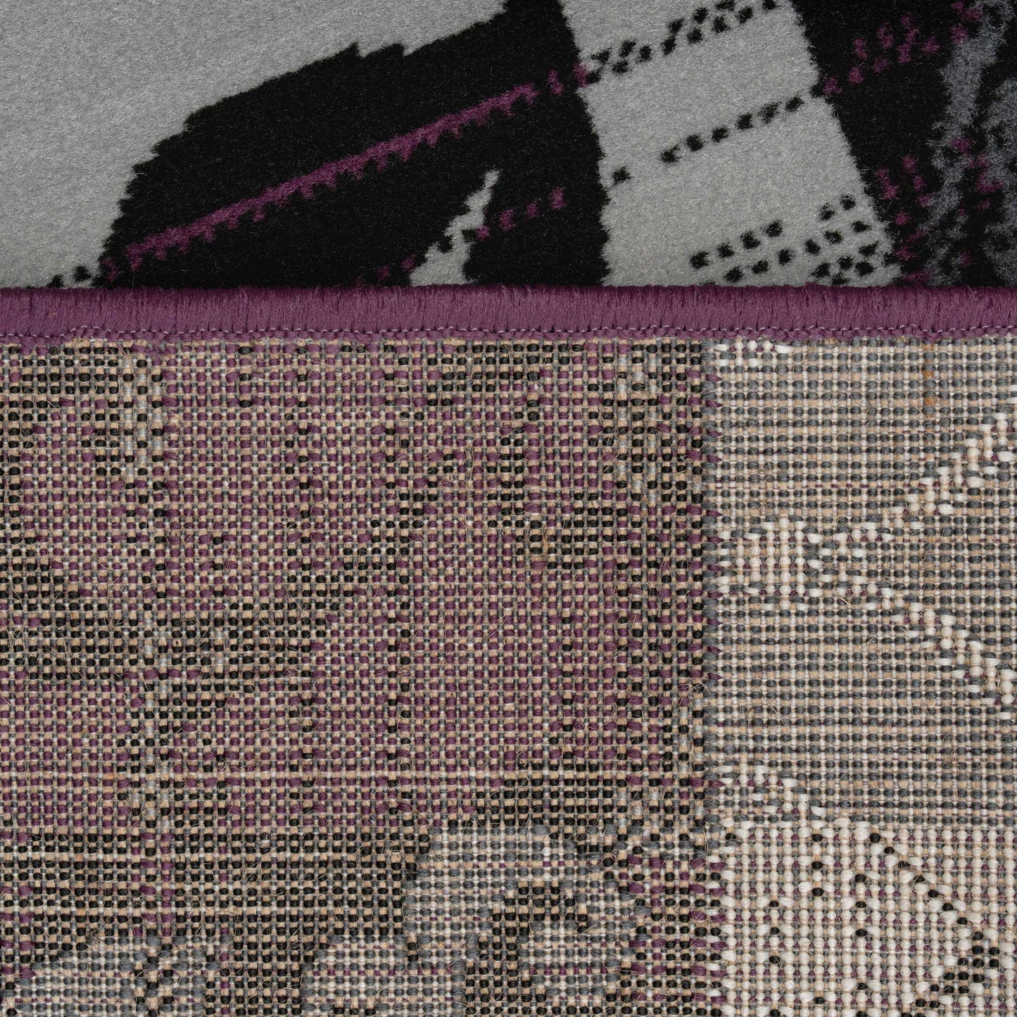 Purple Grey Modern Patchwork Bedroom Rugs