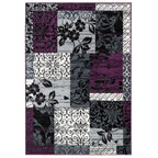Purple Grey Modern Patchwork Bedroom Rugs