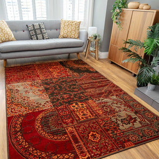 Patchwork Wine Living Room Rug
