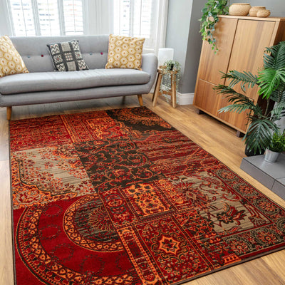 Patchwork Wine Living Room Rug