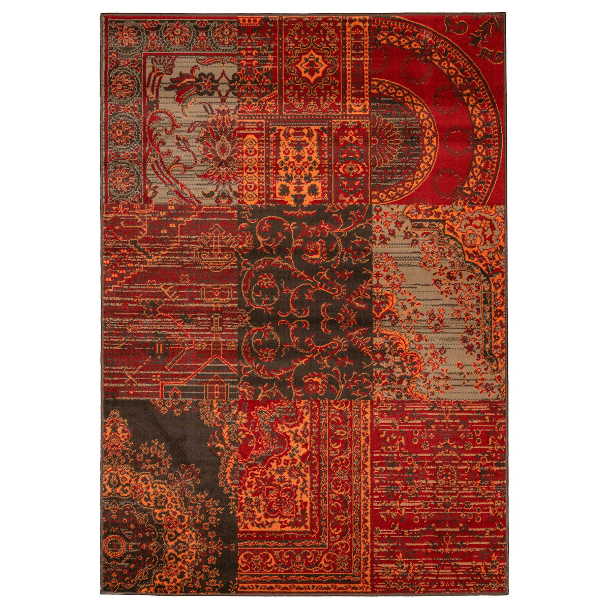 Patchwork Wine Living Room Rug