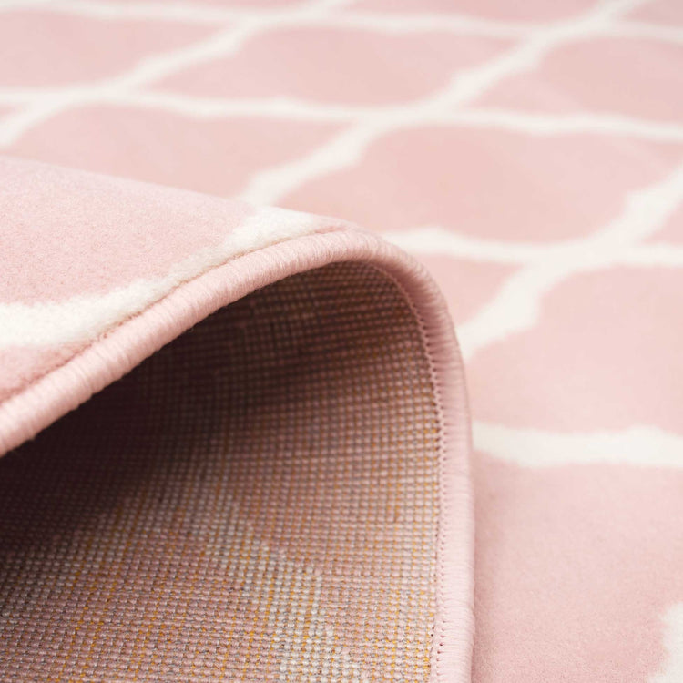 Pink Blush Moroccan Trellis Living Room Rug