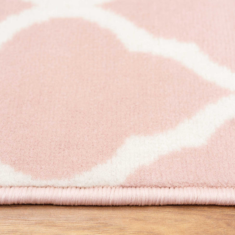 Pink Blush Moroccan Trellis Living Room Rug