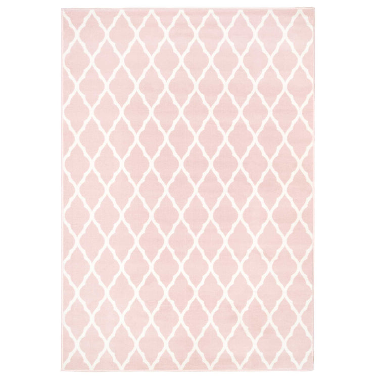 Pink Blush Moroccan Trellis Living Room Rug