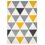 Yellow Grey Geometric Triangle Bedroom Rug