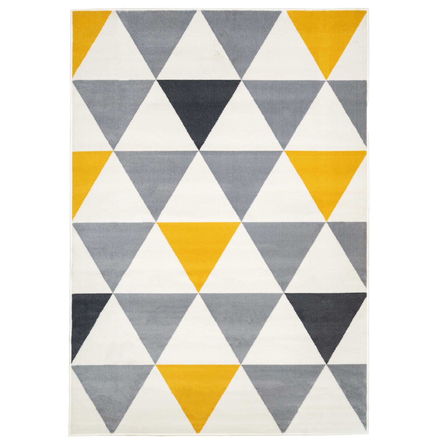 Yellow Grey Geometric Triangle Bedroom Rug | Living Room Rugs | Kukoon ...