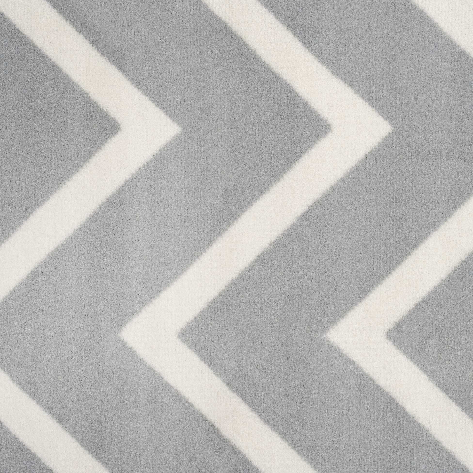 Grey Chevron Bordered Runner Rug