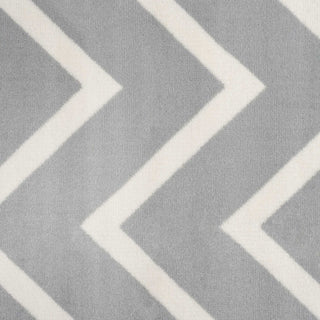 Grey Chevron Bordered Runner Rug