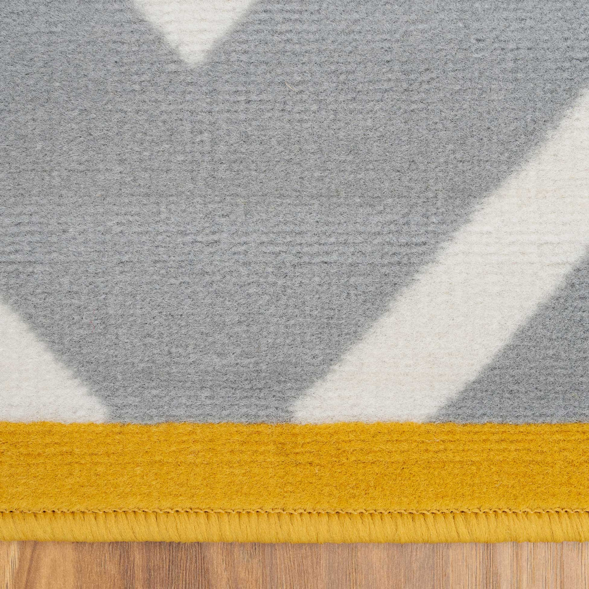 Grey Chevron Bordered Runner Rug