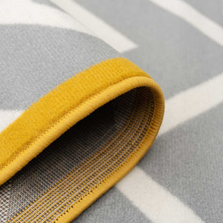 Grey Chevron Bordered Runner Rug