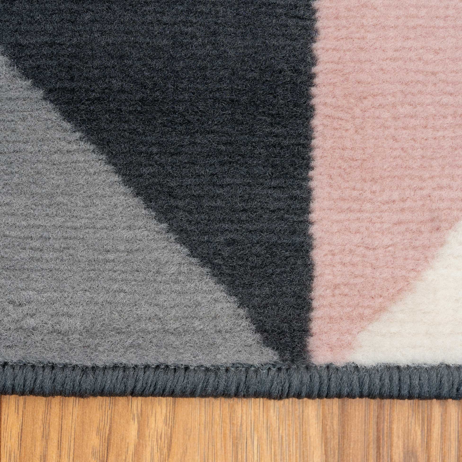 Pink Grey Diamond Geometric Living Room Rug
