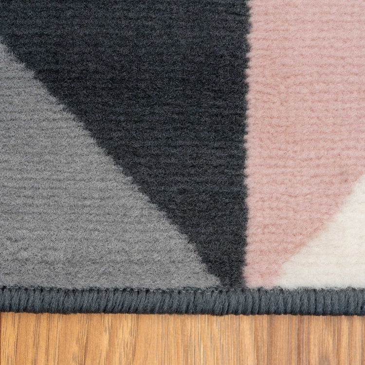 Pink Grey Diamond Geometric Living Room Rug