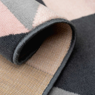Pink Grey Diamond Geometric Living Room Rug