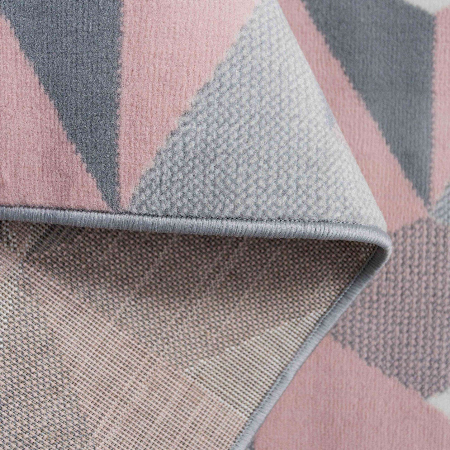Pink Grey Modern Geometric Hall Runner Rug