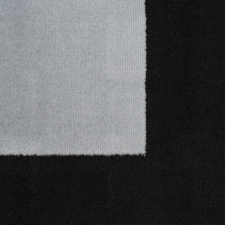 Geometric Bordered Black and Grey Runner Rug