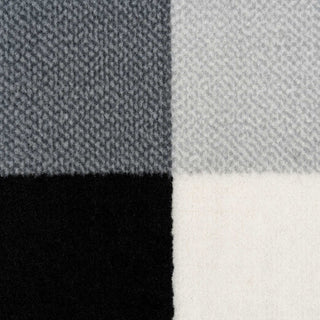 Geometric Bordered Black and Grey Runner Rug